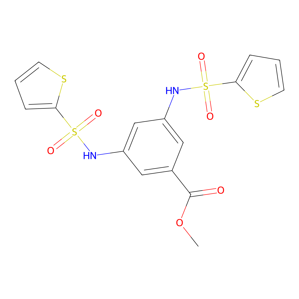Methyl 3,5-bis(thiophene-2-sulfonamido)benzoate molecular structure, CAS 380344-13-8