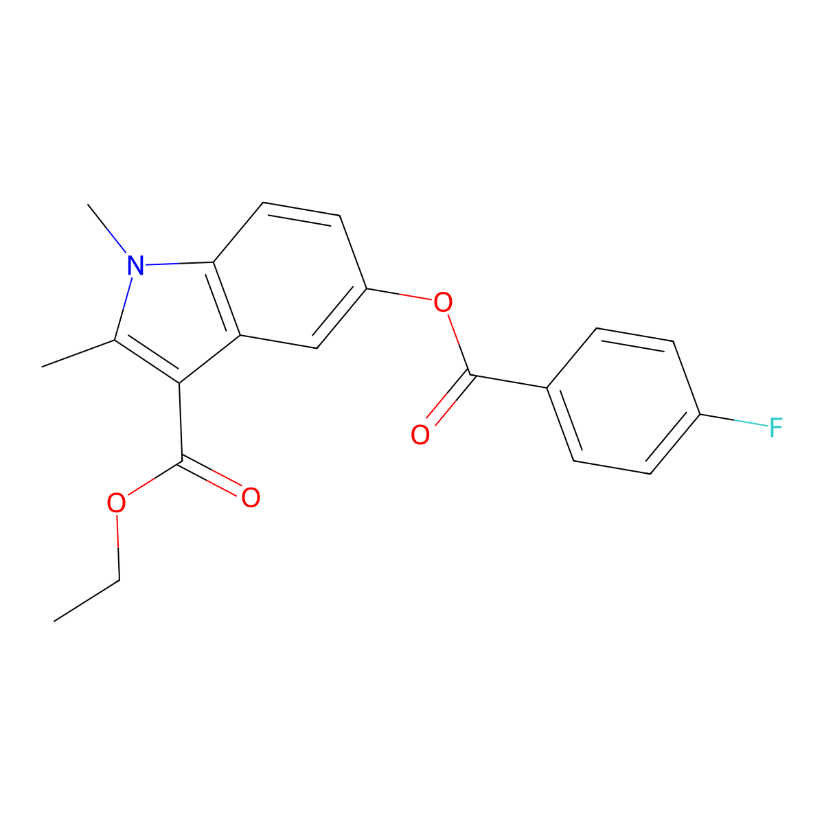 3-(Ethoxycarbonyl)-1,2-dimethylindol-5-yl 4-fluorobenzoate molecular structure, CAS 380344-72-9