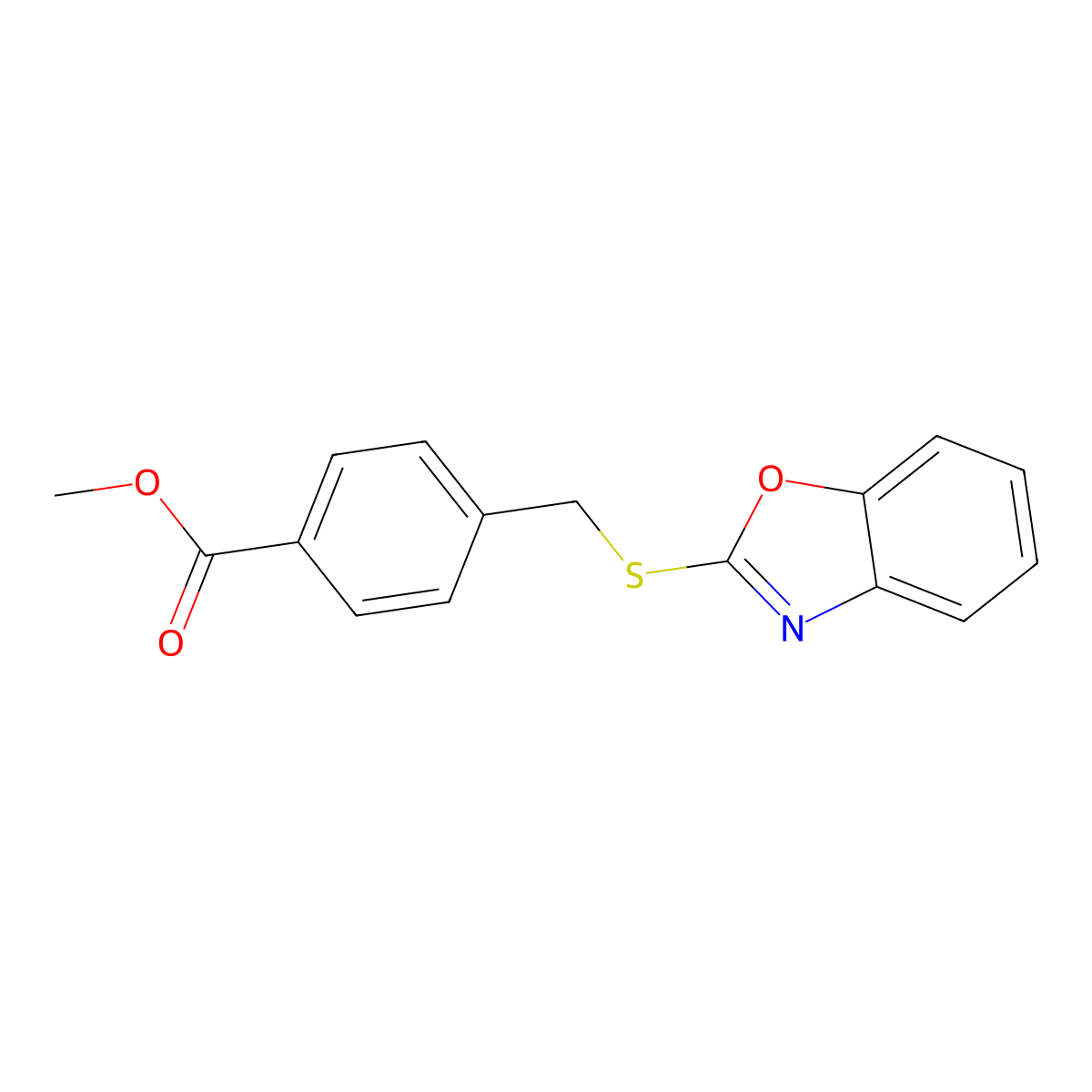 Methyl 4-[(1,3-benzoxazol-2-ylsulfanyl)methyl]benzoate molecular structure, CAS 380344-99-0