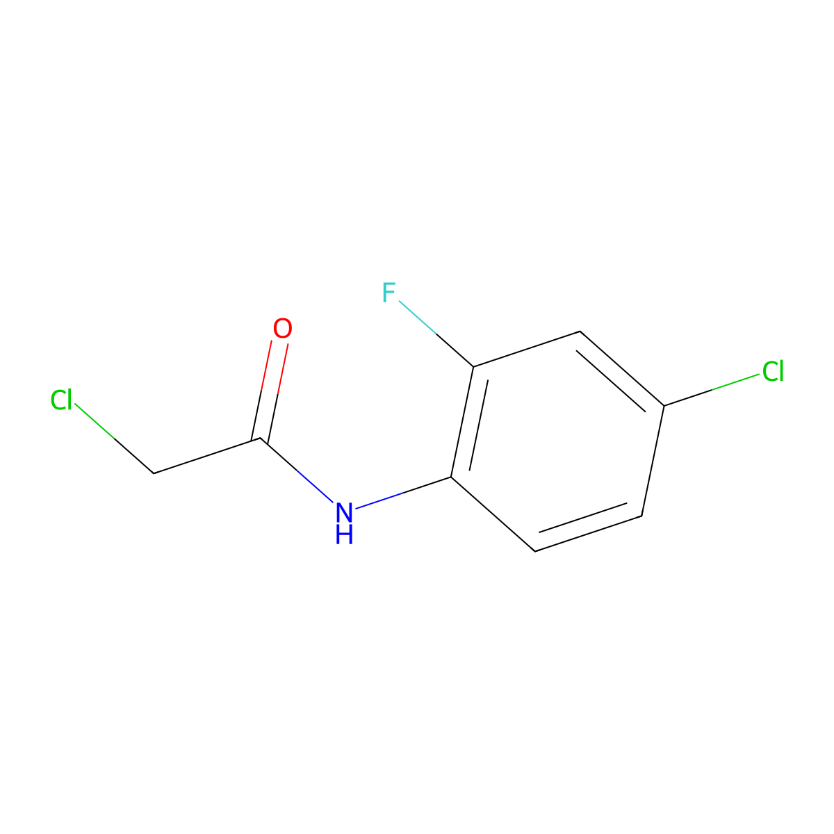2-chloro-N-(4-chloro-2-fluorophenyl)acetamide molecular structure, CAS 380345-39-1