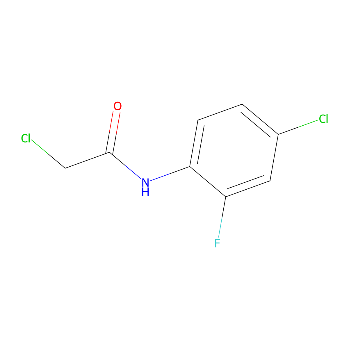 2-chloro-N-(4-chloro-2-fluorophenyl)acetamide molecular structure, CAS 380345-39-1