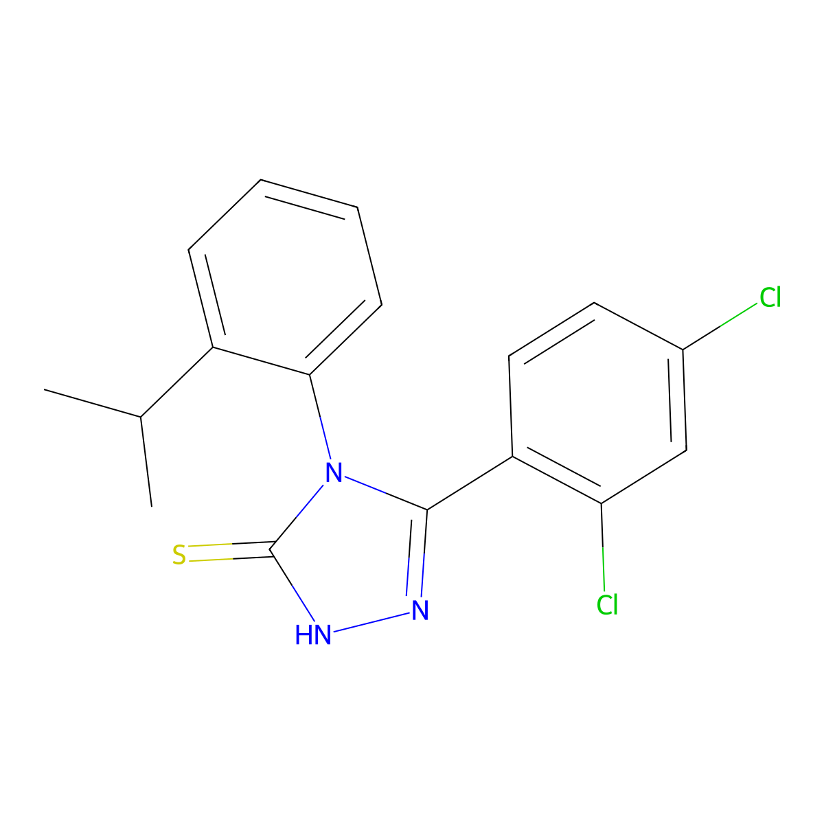 5-(2,4-dichlorophenyl)-4-[2-(propan-2-yl)phenyl]-4H-1,2,4-triazole-3-thiol molecular structure, CAS 380345-91-5