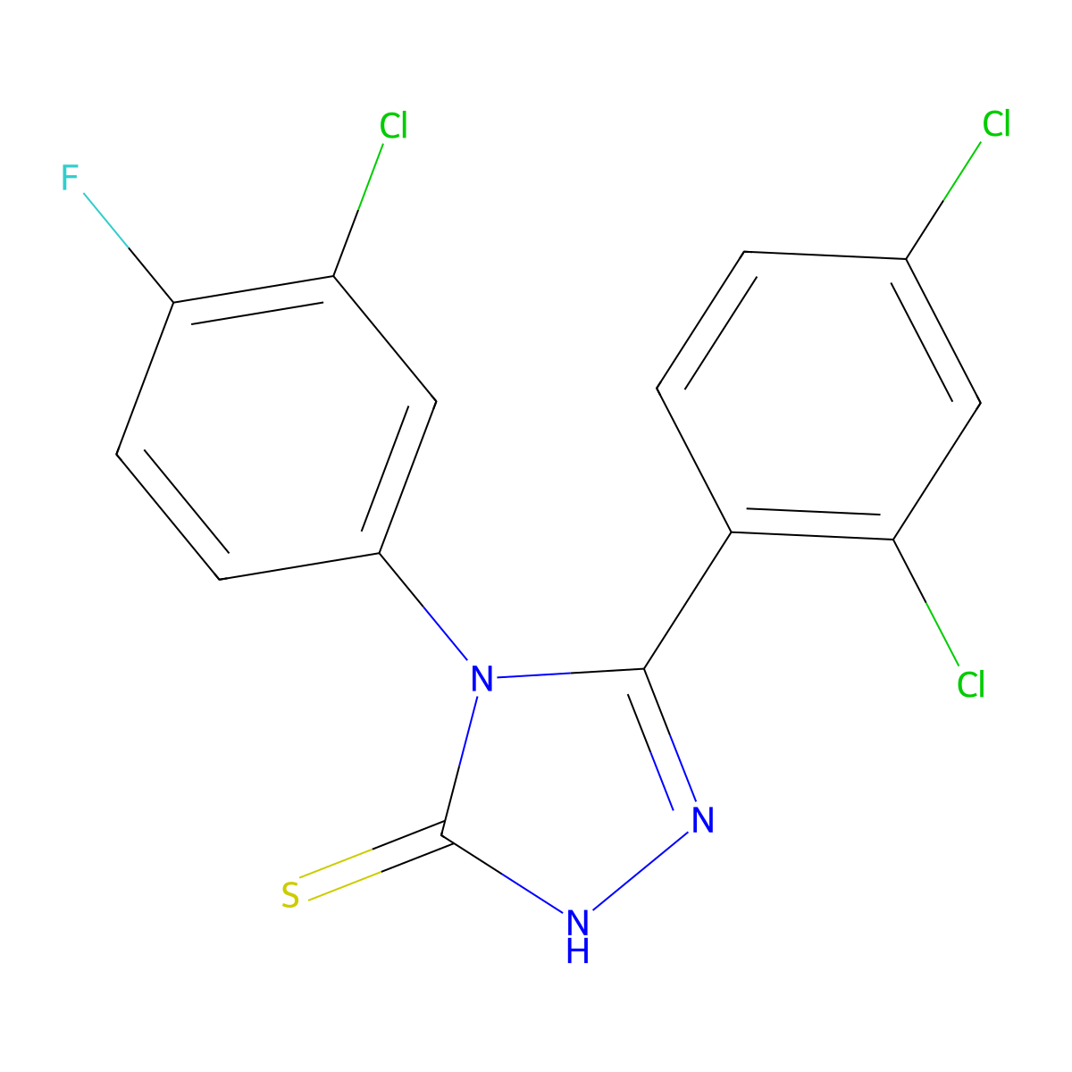 4-(3-chloro-4-fluorophenyl)-5-(2,4-dichlorophenyl)-4H-1,2,4-triazole-3-thiol molecular structure, CAS 380346-00-9