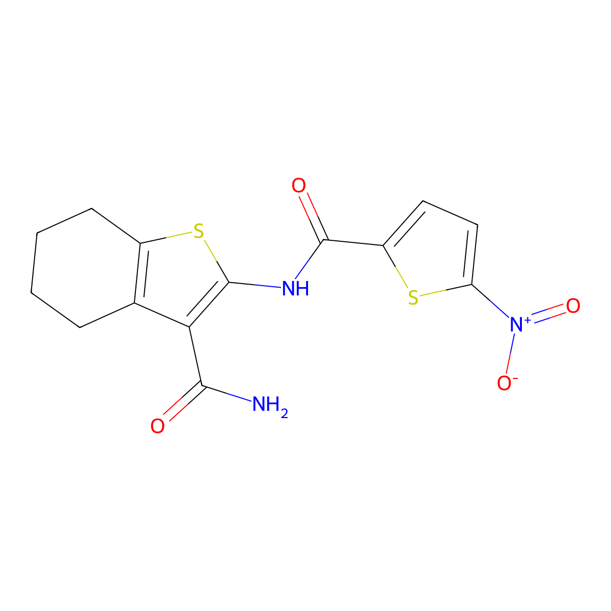 2-(5-Nitrothiophene-2-carboxamido)-4,5,6,7-tetrahydrobenzo[b]thiophene-3-carboxamide molecular structure, CAS 380346-20-3