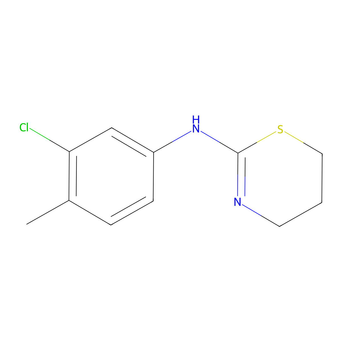 N-(3-chloro-4-methylphenyl)-5,6-dihydro-4H-1,3-thiazin-2-amine molecular structure, CAS 380346-27-0