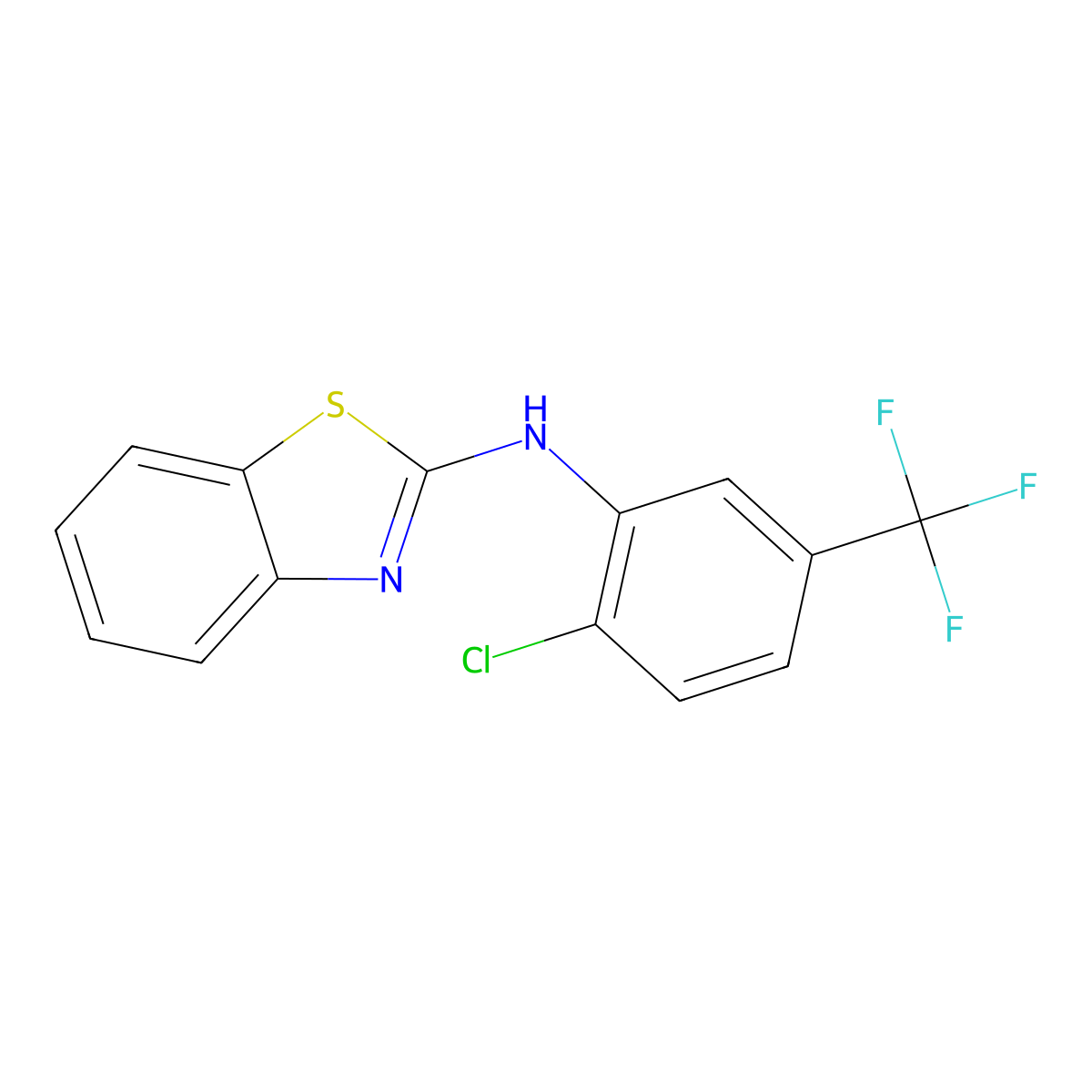 N-[2-chloro-5-(trifluoromethyl)phenyl]-1,3-benzothiazol-2-amine molecular structure, CAS 380346-66-7