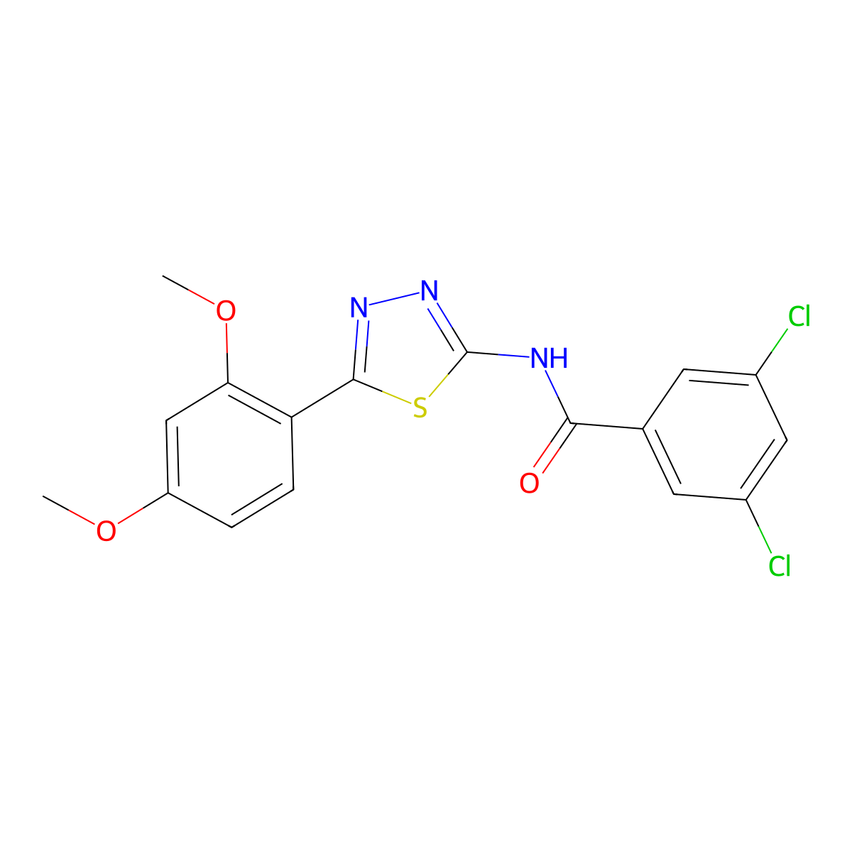 3,5-dichloro-N-[5-(2,4-dimethoxyphenyl)-1,3,4-thiadiazol-2-yl]benzamide molecular structure, CAS 380347-54-6