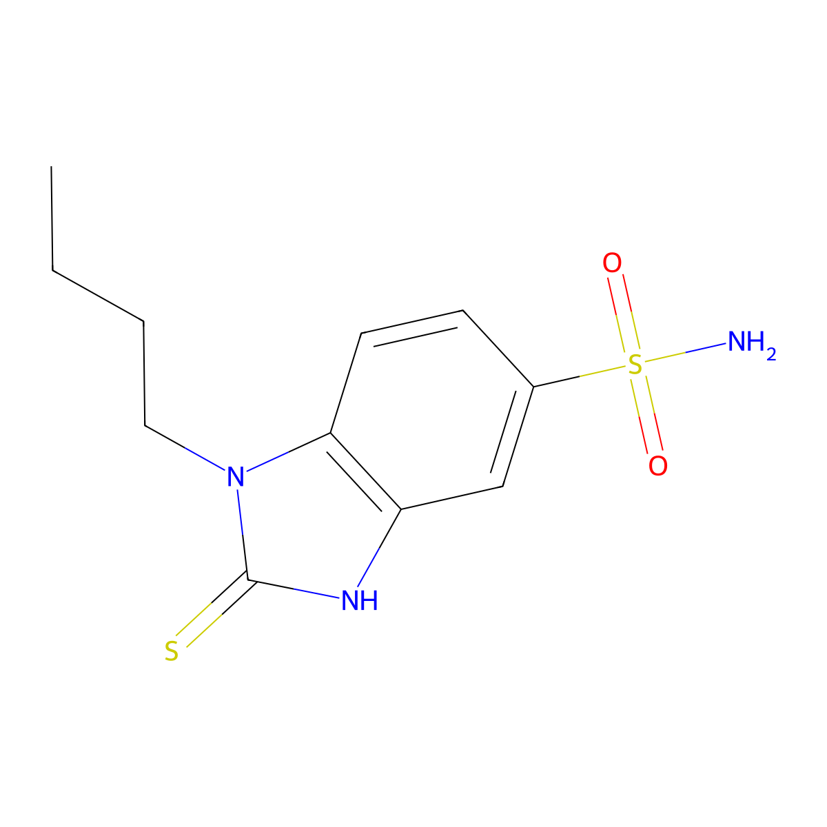 1-butyl-2-sulfanyl-1H-1,3-benzodiazole-5-sulfonamide molecular structure, CAS 380347-73-9