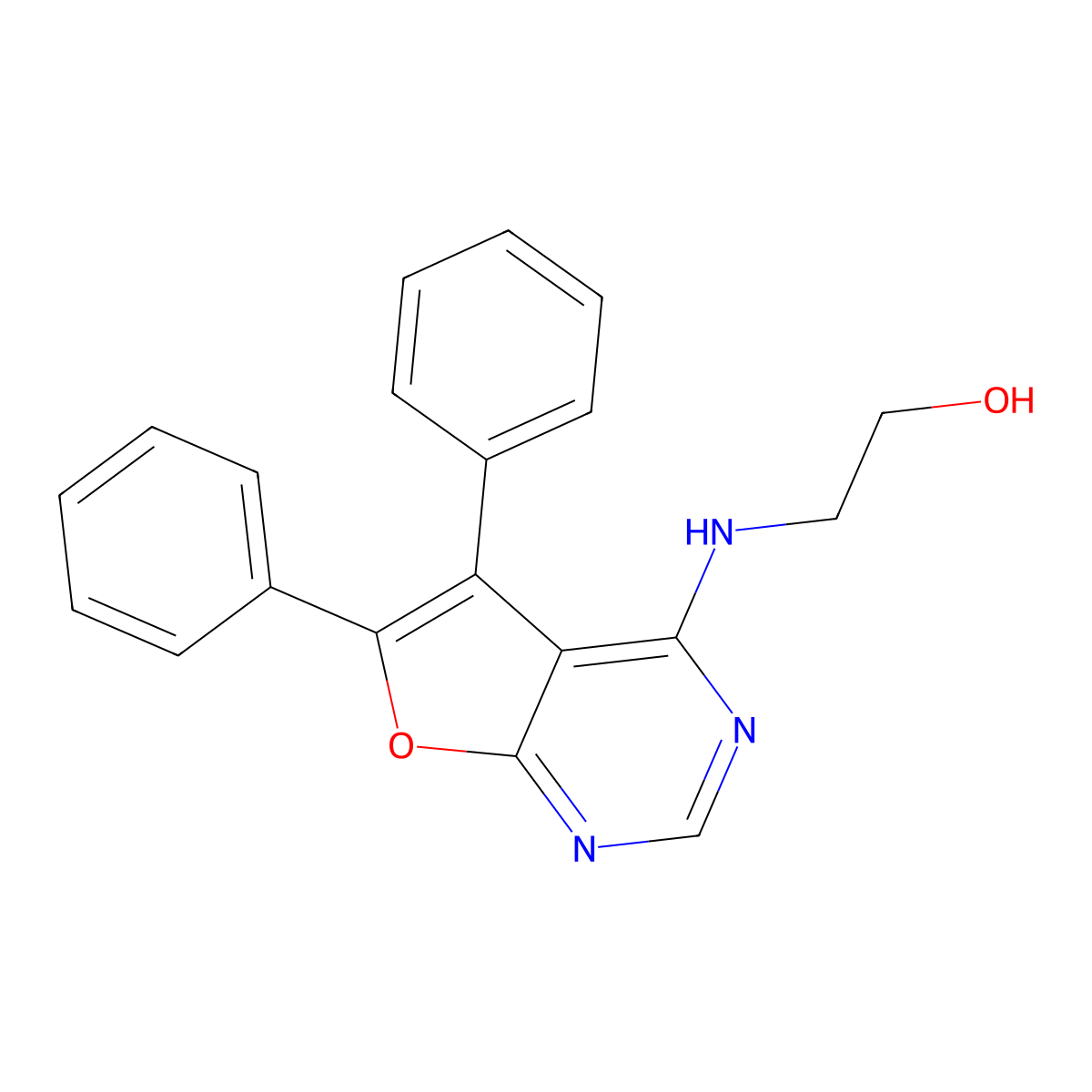 2-((5,6-Diphenylfuro(2,3-D)pyrimidin-4-YL)amino)ethanol molecular structure, CAS 380348-87-8