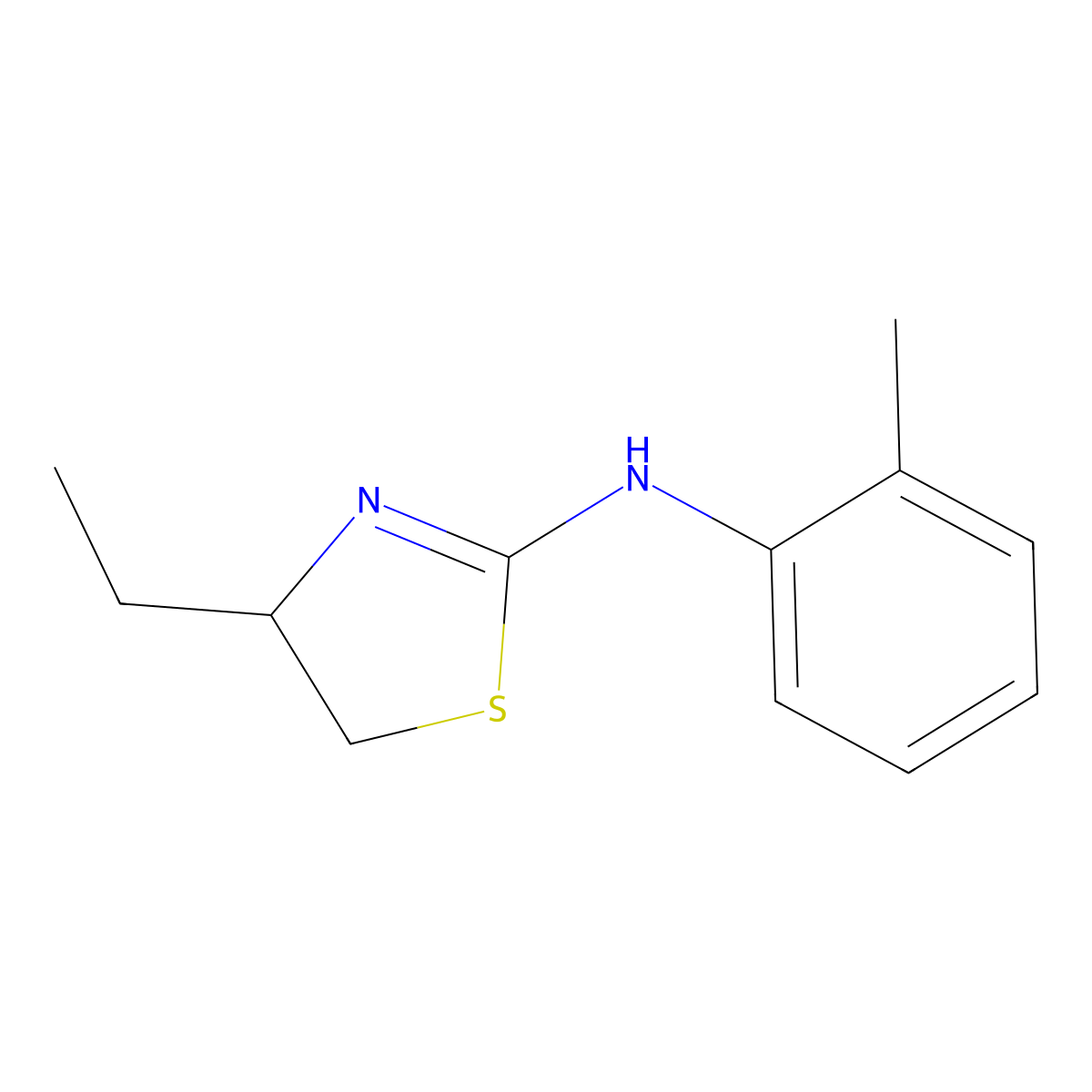 4-ethyl-N-(2-methylphenyl)-4,5-dihydro-1,3-thiazol-2-amine molecular structure, CAS 380349-31-5