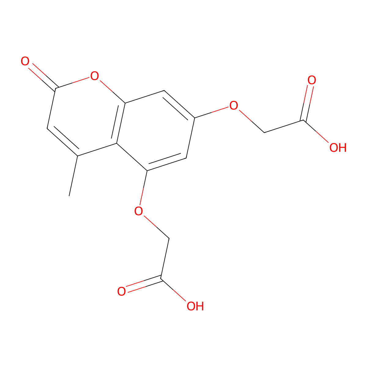 Acetic acid, 2,2'-[(4-methyl-2-oxo-2H-1-benzopyran-5,7-diyl)bis(oxy)]bis- molecular structure, CAS 38035-11-9