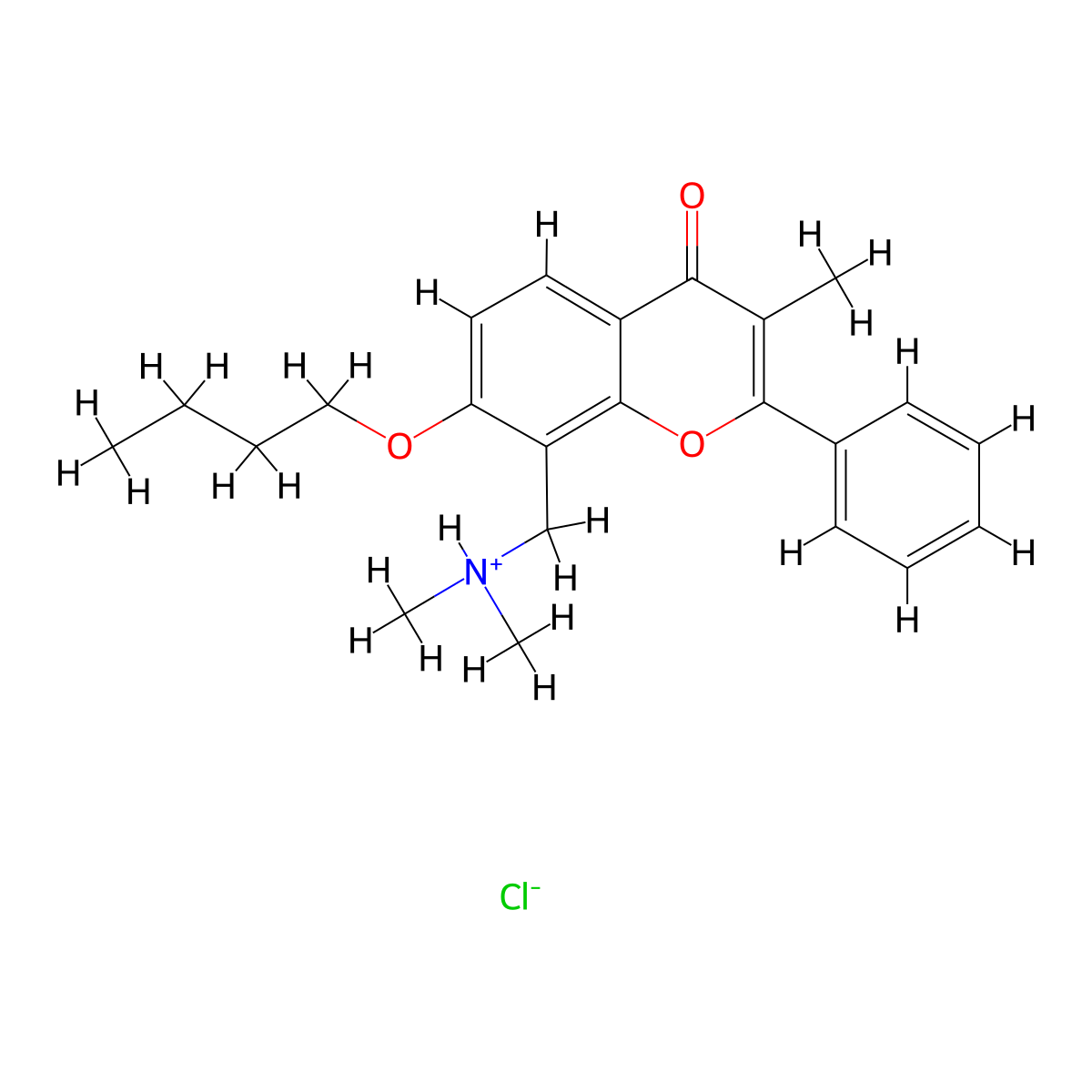 Flavone, 7-butoxy-8-(dimethylaminomethyl)-3-methyl-, hydrochloride molecular structure, CAS 38035-23-3