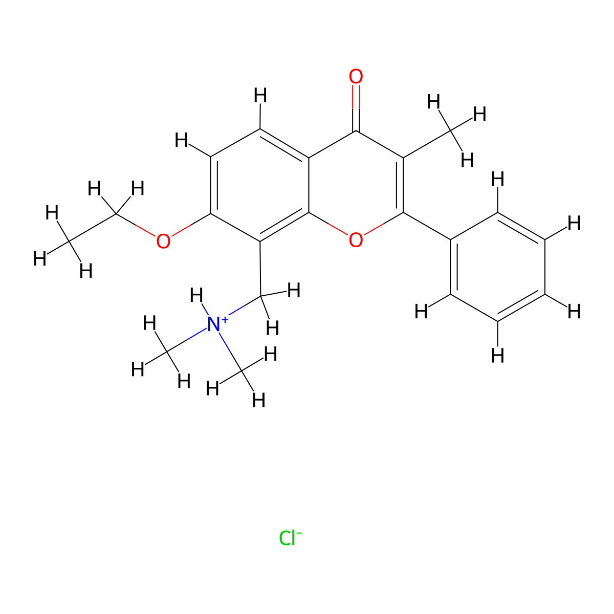 Flavone, 8-(dimethylaminomethyl)-7-ethoxy-3-methyl-, hydrochloride molecular structure, CAS 38035-24-4