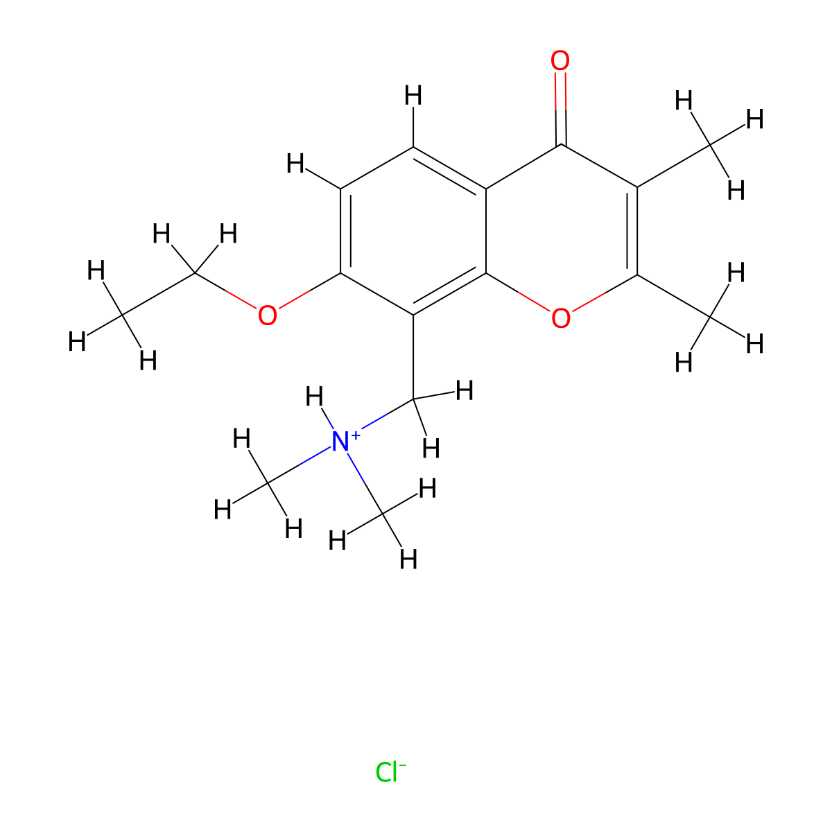 Chromone, 2,3-dimethyl-8-(dimethylaminomethyl)-7-ethoxy-, hydrochloride molecular structure, CAS 38035-27-7