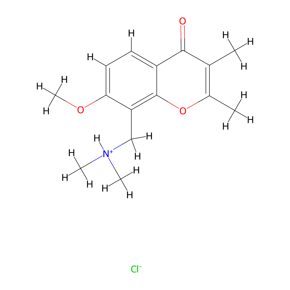 Chromone, 2,3-dimethyl-8-(dimethylaminomethyl)-7-methoxy-, hydrochloride molecular structure, CAS 38035-28-8