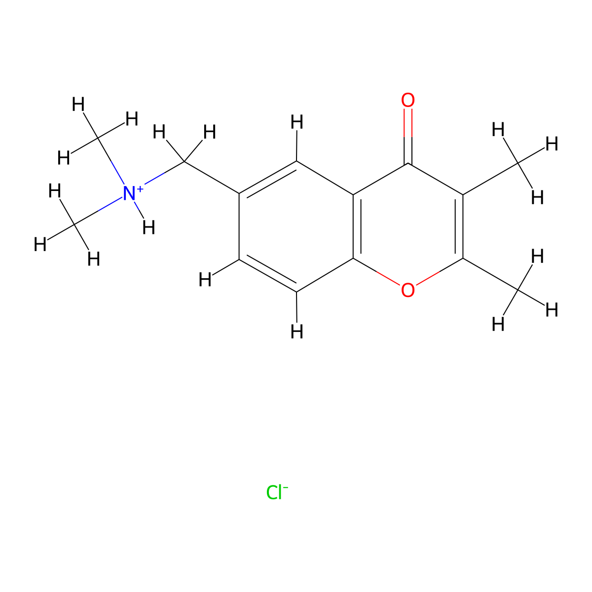 Chromone, 2,3-dimethyl-6-(dimethylaminomethyl)-, monohydrochloride molecular structure, CAS 38035-30-2