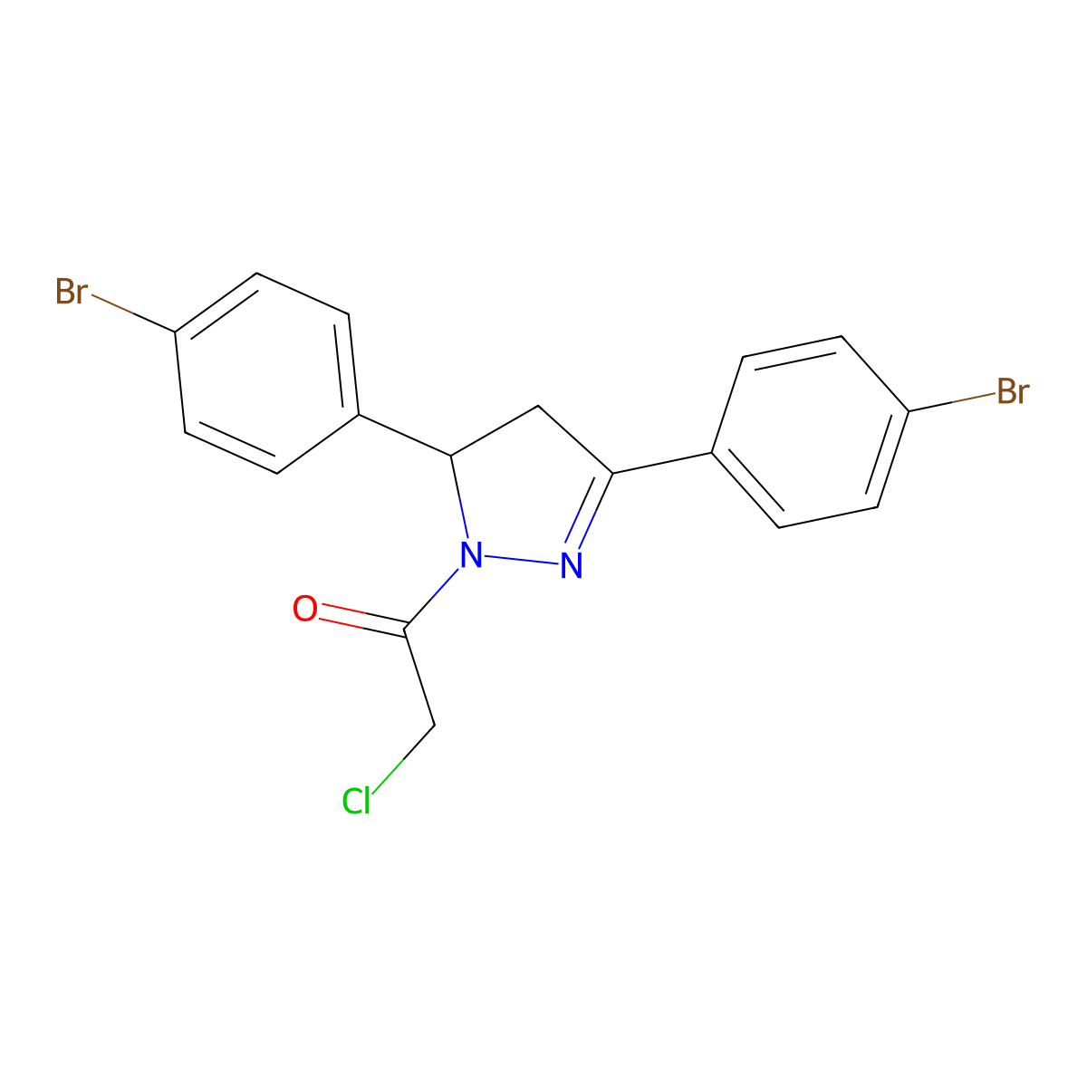 1-[3,5-Bis(4-bromophenyl)-3,4-dihydropyrazol-2-yl]-2-chloroethanone molecular structure, CAS 380351-29-1