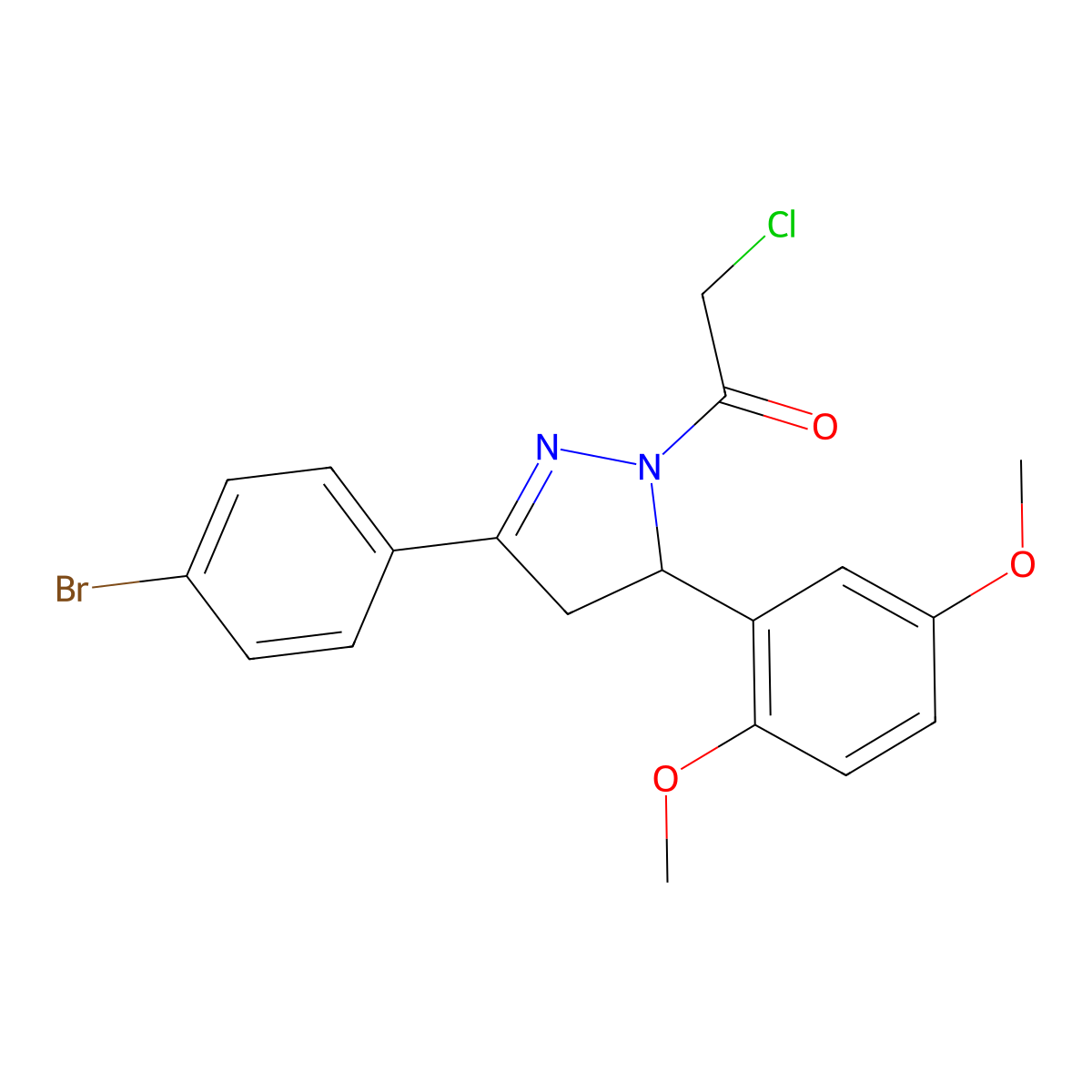 1-(3-(4-bromophenyl)-5-(2,5-dimethoxyphenyl)-4,5-dihydro-1H-pyrazol-1-yl)-2-chloroethanone molecular structure, CAS 380351-51-9