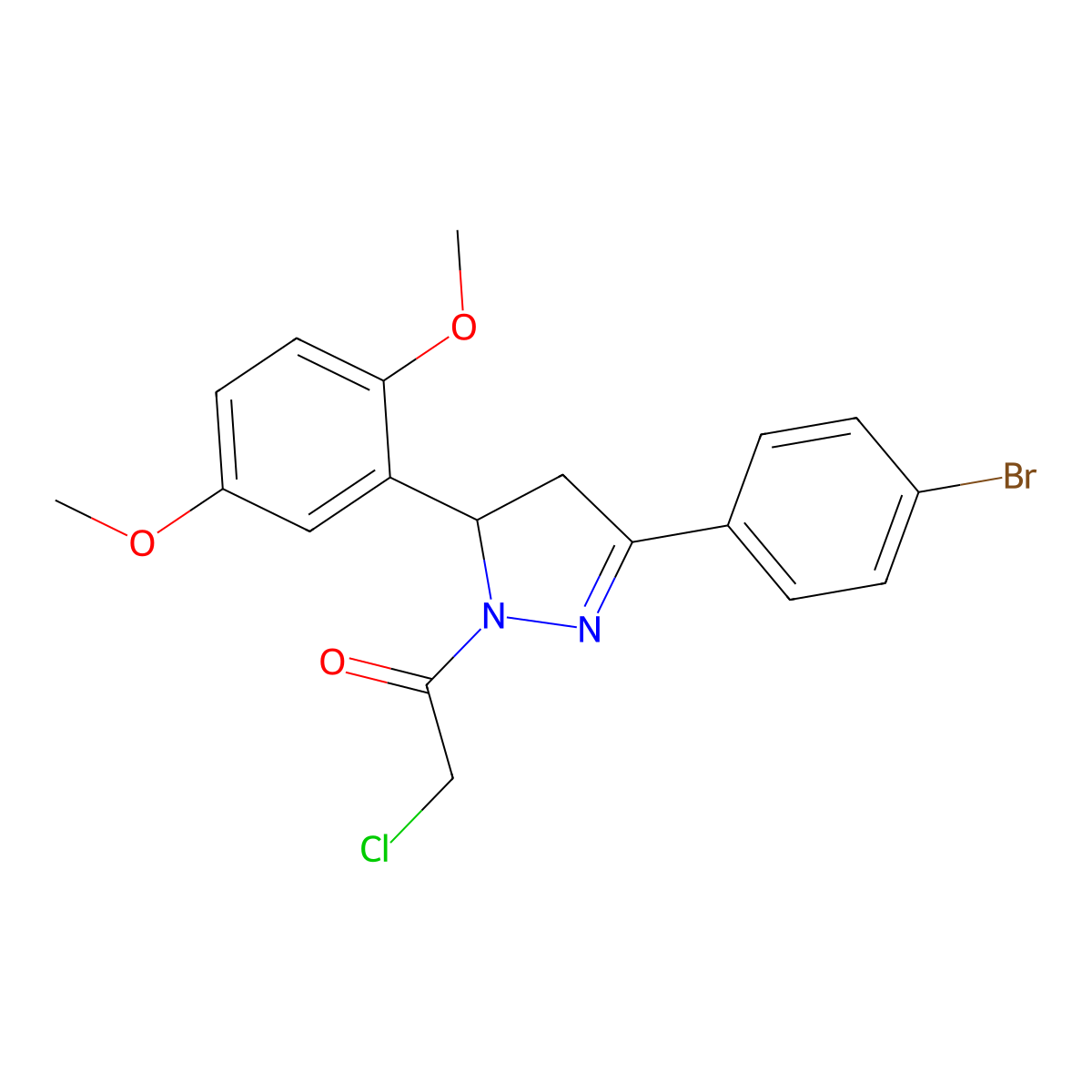 1-(3-(4-bromophenyl)-5-(2,5-dimethoxyphenyl)-4,5-dihydro-1H-pyrazol-1-yl)-2-chloroethanone molecular structure, CAS 380351-51-9