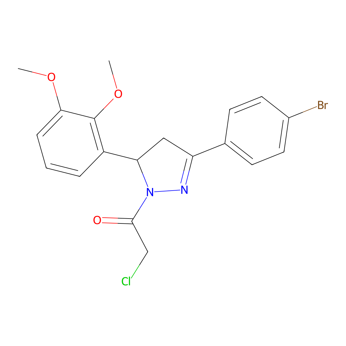 1-[5-(4-Bromophenyl)-3-(2,3-dimethoxyphenyl)-3,4-dihydropyrazol-2-yl]-2-chloroethanone molecular structure, CAS 380351-63-3