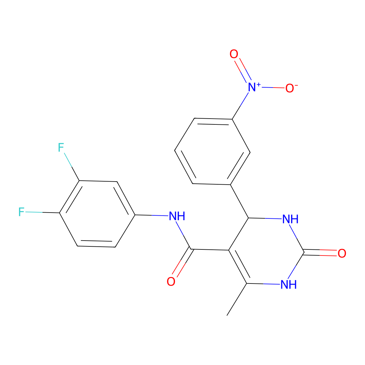 N-(3,4-difluorophenyl)-6-methyl-4-(3-nitrophenyl)-2-oxo-3,4-dihydro-1H-pyrimidine-5-carboxamide molecular structure, CAS 380351-95-1
