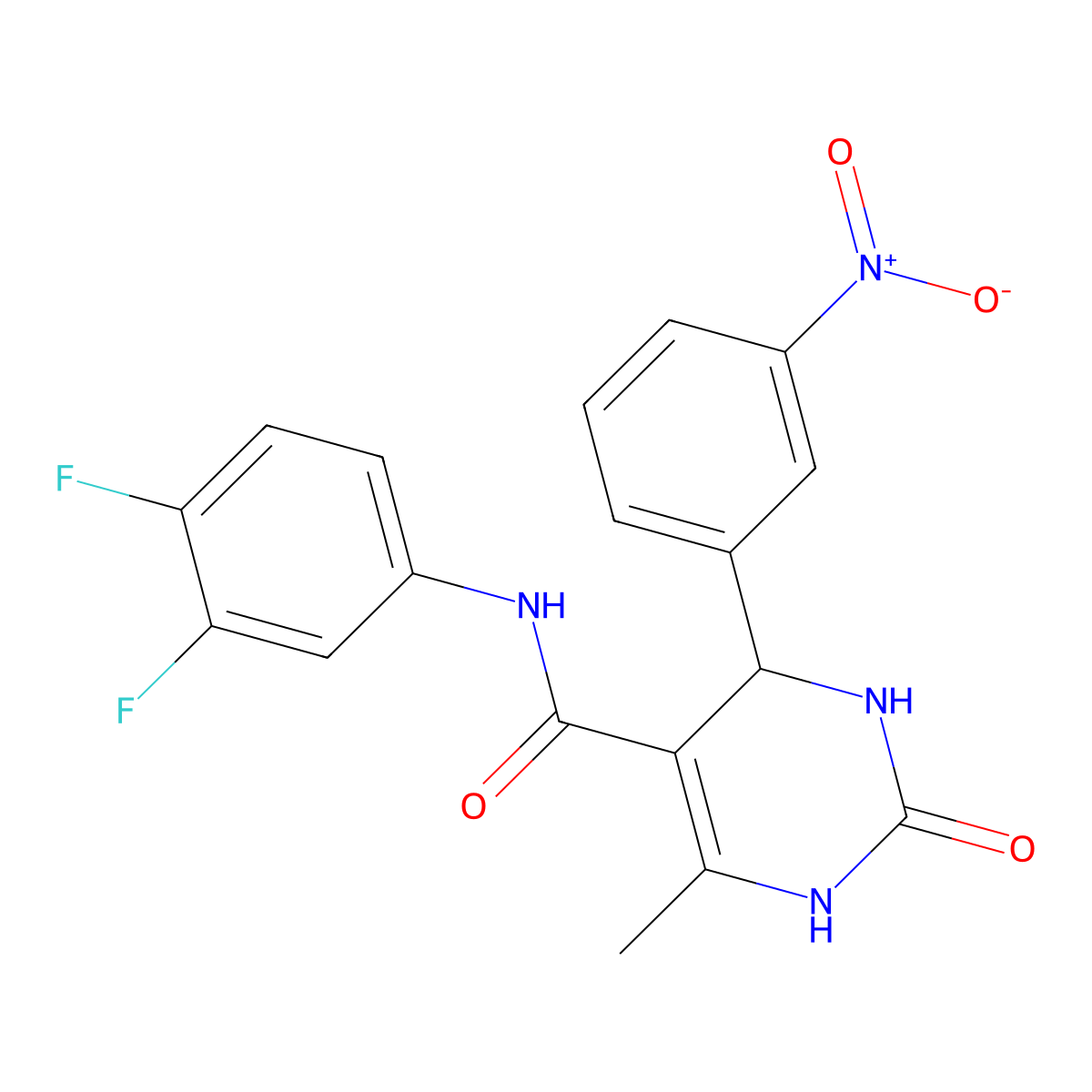 N-(3,4-difluorophenyl)-6-methyl-4-(3-nitrophenyl)-2-oxo-3,4-dihydro-1H-pyrimidine-5-carboxamide molecular structure, CAS 380351-95-1