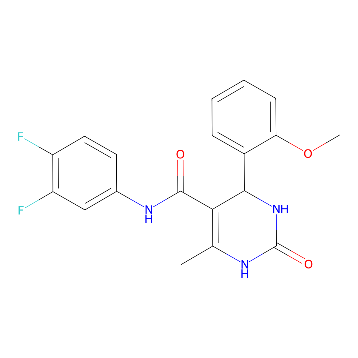 N-(3,4-difluorophenyl)-4-(2-methoxyphenyl)-6-methyl-2-oxo-1,2,3,4-tetrahydropyrimidine-5-carboxamide molecular structure, CAS 380351-98-4