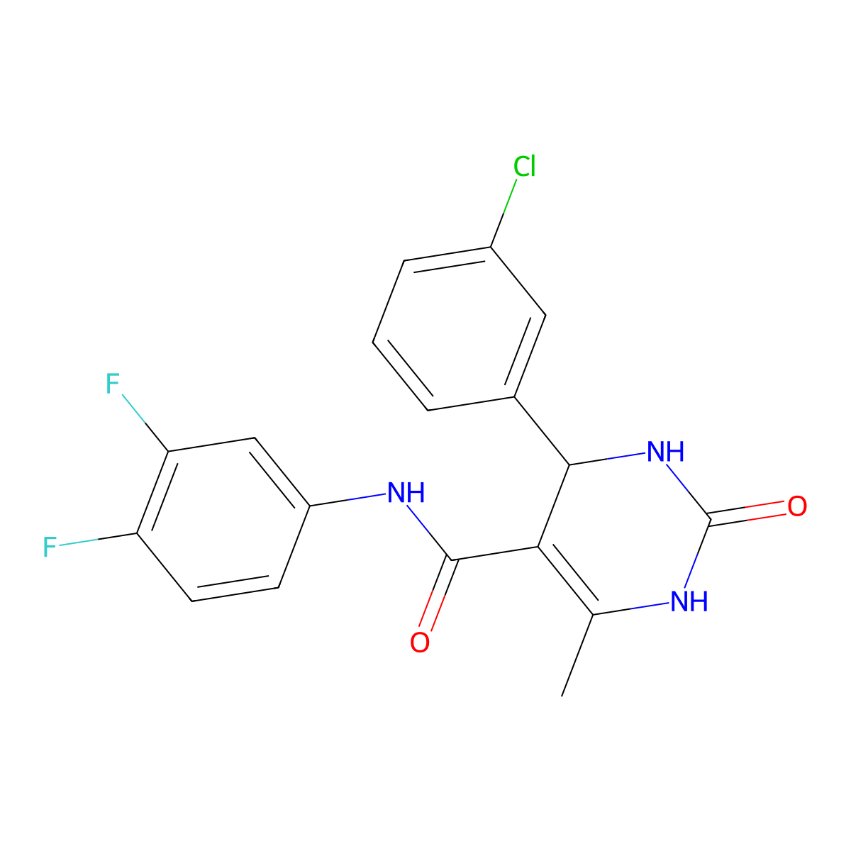 4-(3-chlorophenyl)-N-(3,4-difluorophenyl)-6-methyl-2-oxo-1,2,3,4-tetrahydropyrimidine-5-carboxamide molecular structure, CAS 380351-99-5
