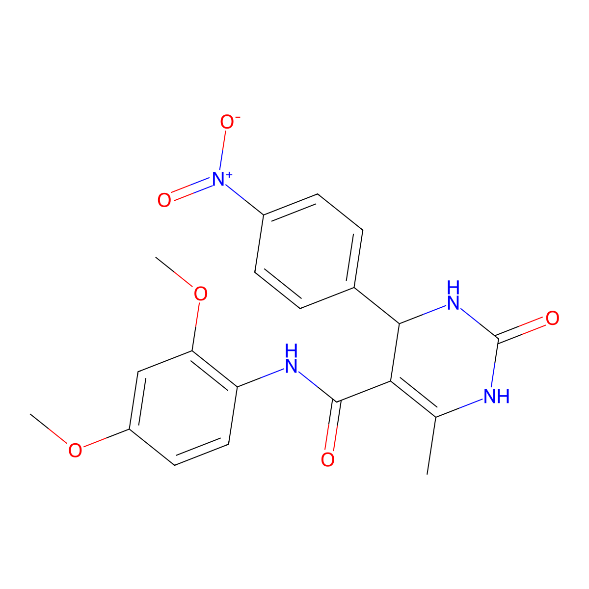 N-(2,4-dimethoxyphenyl)-6-methyl-4-(4-nitrophenyl)-2-oxo-1,2,3,4-tetrahydropyrimidine-5-carboxamide molecular structure, CAS 380352-05-6