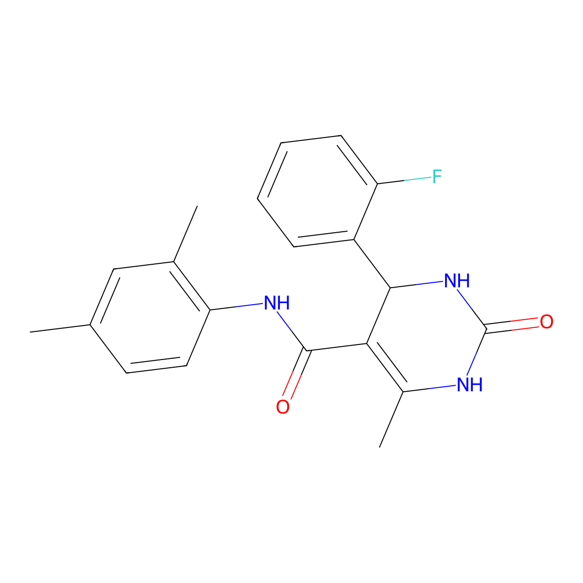 N-(2,4-dimethylphenyl)-4-(2-fluorophenyl)-6-methyl-2-oxo-1,2,3,4-tetrahydropyrimidine-5-carboxamide molecular structure, CAS 380352-29-4
