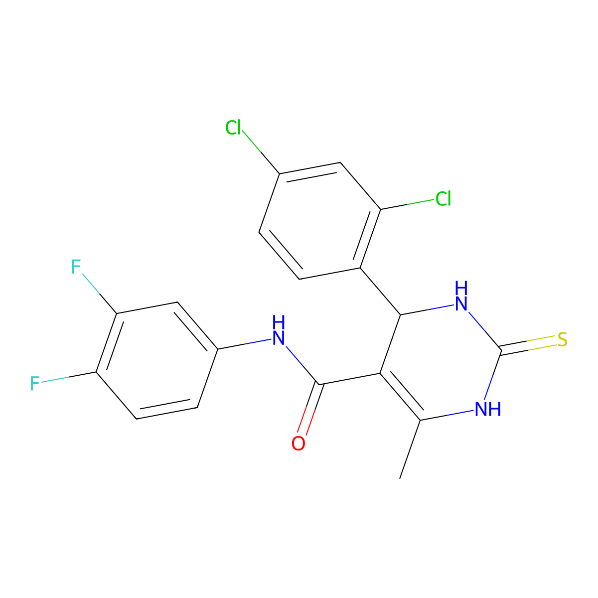 4-(2,4-dichlorophenyl)-N-(3,4-difluorophenyl)-6-methyl-2-sulfanylidene-3,4-dihydro-1H-pyrimidine-5-carboxamide molecular structure, CAS 380352-39-6