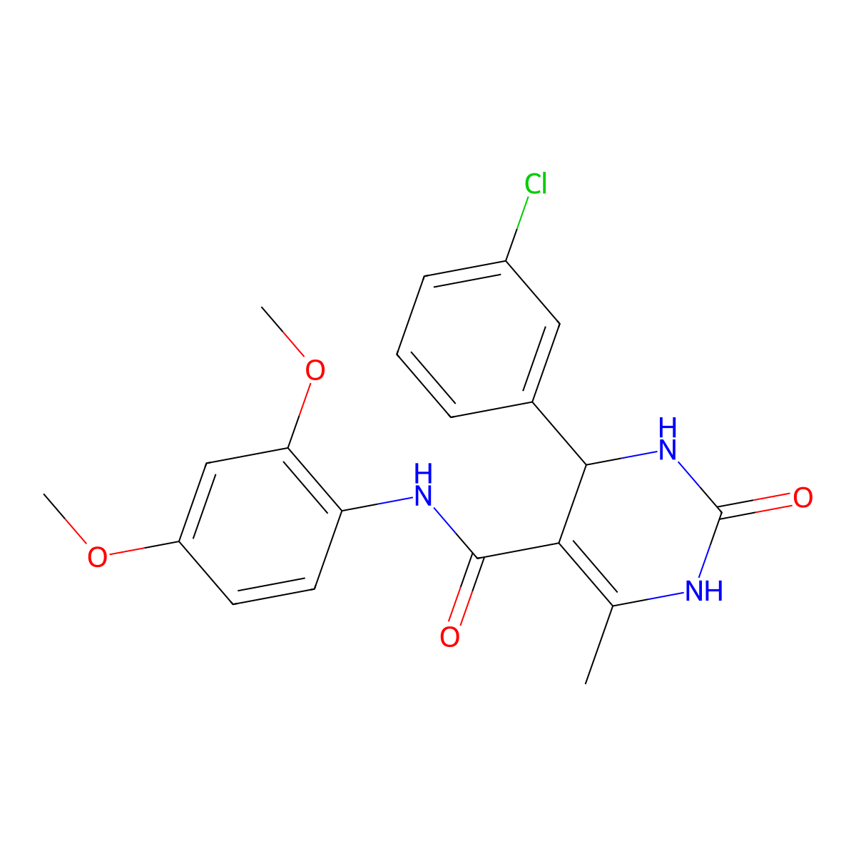 4-(3-chlorophenyl)-N-(2,4-dimethoxyphenyl)-6-methyl-2-oxo-3,4-dihydro-1H-pyrimidine-5-carboxamide molecular structure, CAS 380352-41-0