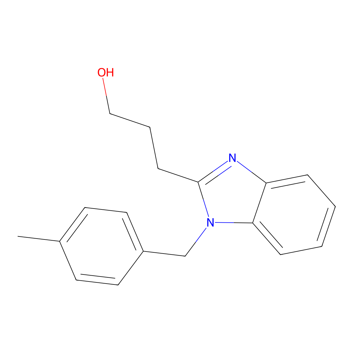 3-[1-[(4-Methylphenyl)methyl]benzimidazol-2-yl]propan-1-ol molecular structure, CAS 380352-47-6