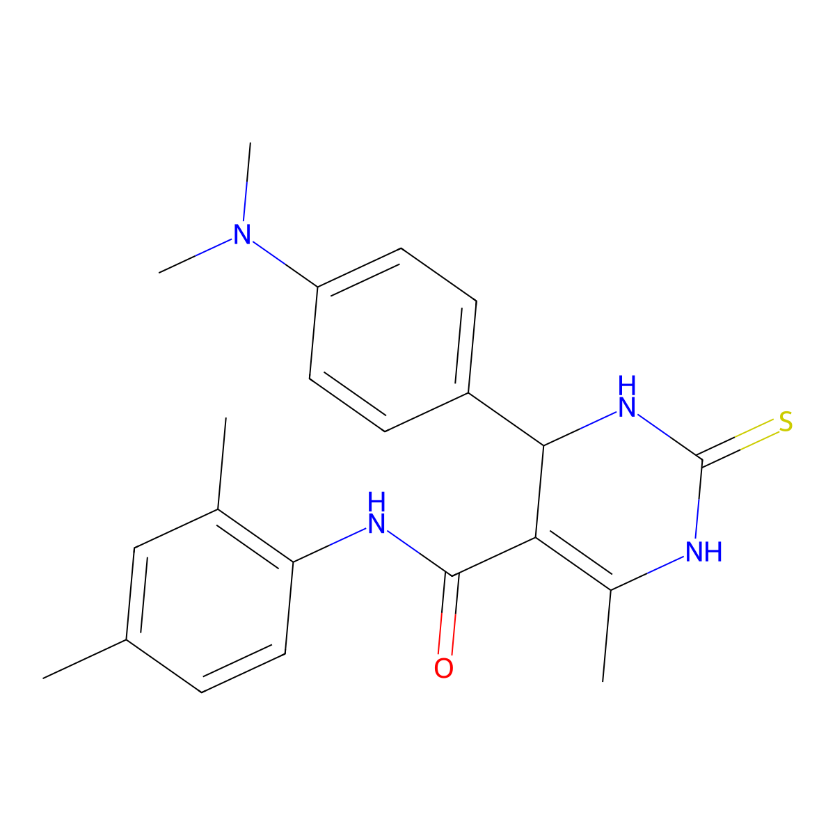 4-(4-(dimethylamino)phenyl)-N-(2,4-dimethylphenyl)-6-methyl-2-thioxo-1,2,3,4-tetrahydropyrimidine-5-carboxamide molecular structure, CAS 380352-65-8