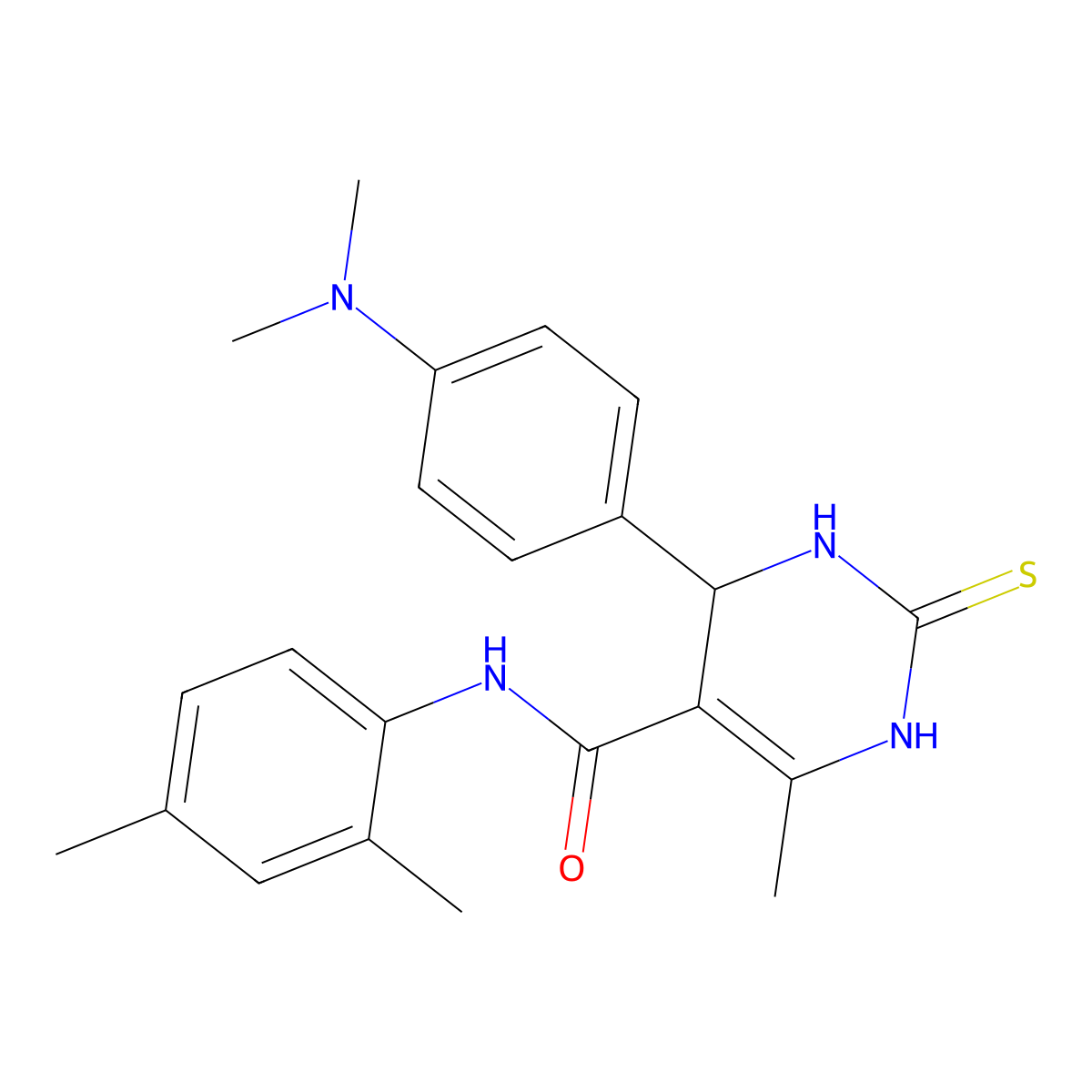 4-(4-(dimethylamino)phenyl)-N-(2,4-dimethylphenyl)-6-methyl-2-thioxo-1,2,3,4-tetrahydropyrimidine-5-carboxamide molecular structure, CAS 380352-65-8
