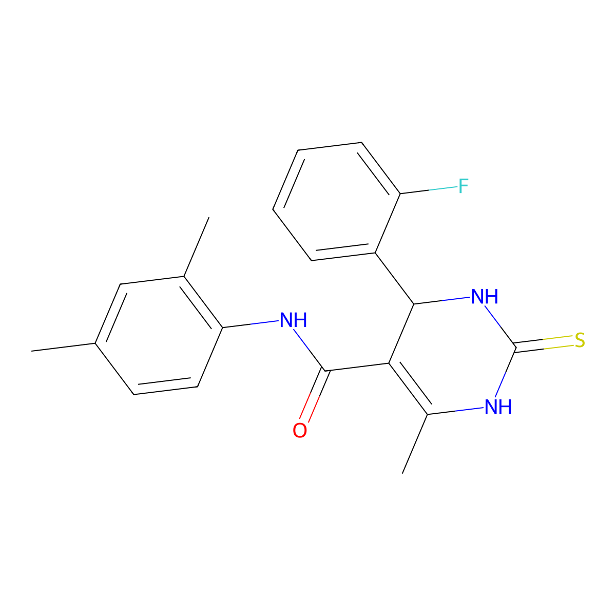 N-(2,4-dimethylphenyl)-4-(2-fluorophenyl)-6-methyl-2-thioxo-1,2,3,4-tetrahydropyrimidine-5-carboxamide molecular structure, CAS 380352-83-0