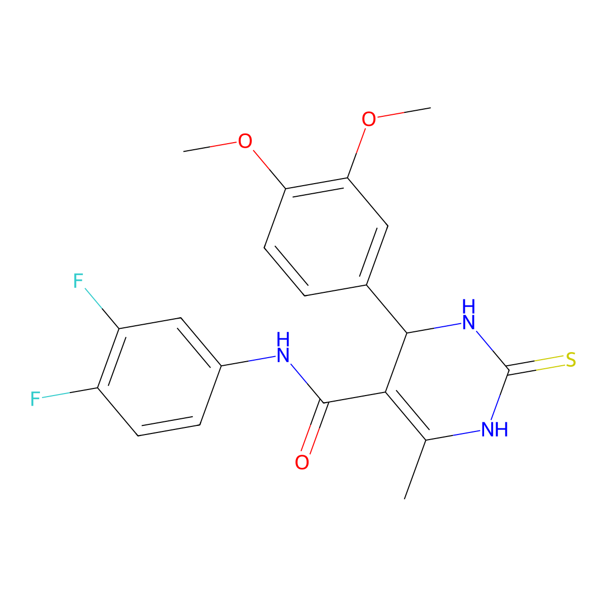N-(3,4-difluorophenyl)-4-(3,4-dimethoxyphenyl)-6-methyl-2-thioxo-1,2,3,4-tetrahydropyrimidine-5-carboxamide molecular structure, CAS 380352-85-2