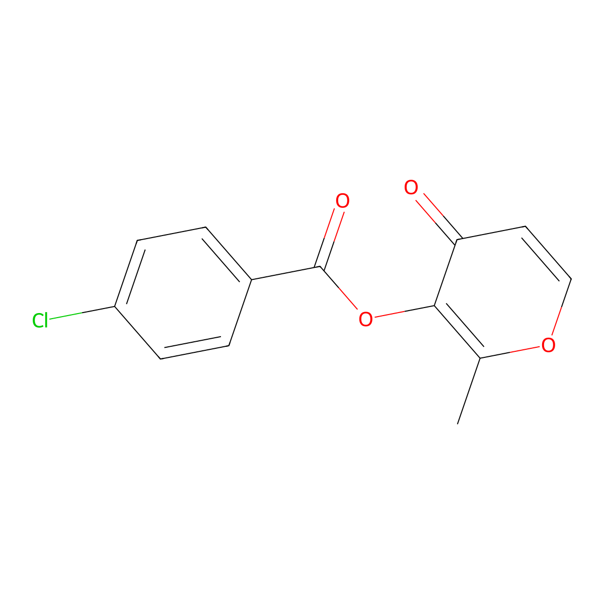 2-methyl-4-oxo-4H-pyran-3-yl 4-chlorobenzoate molecular structure, CAS 380352-88-5