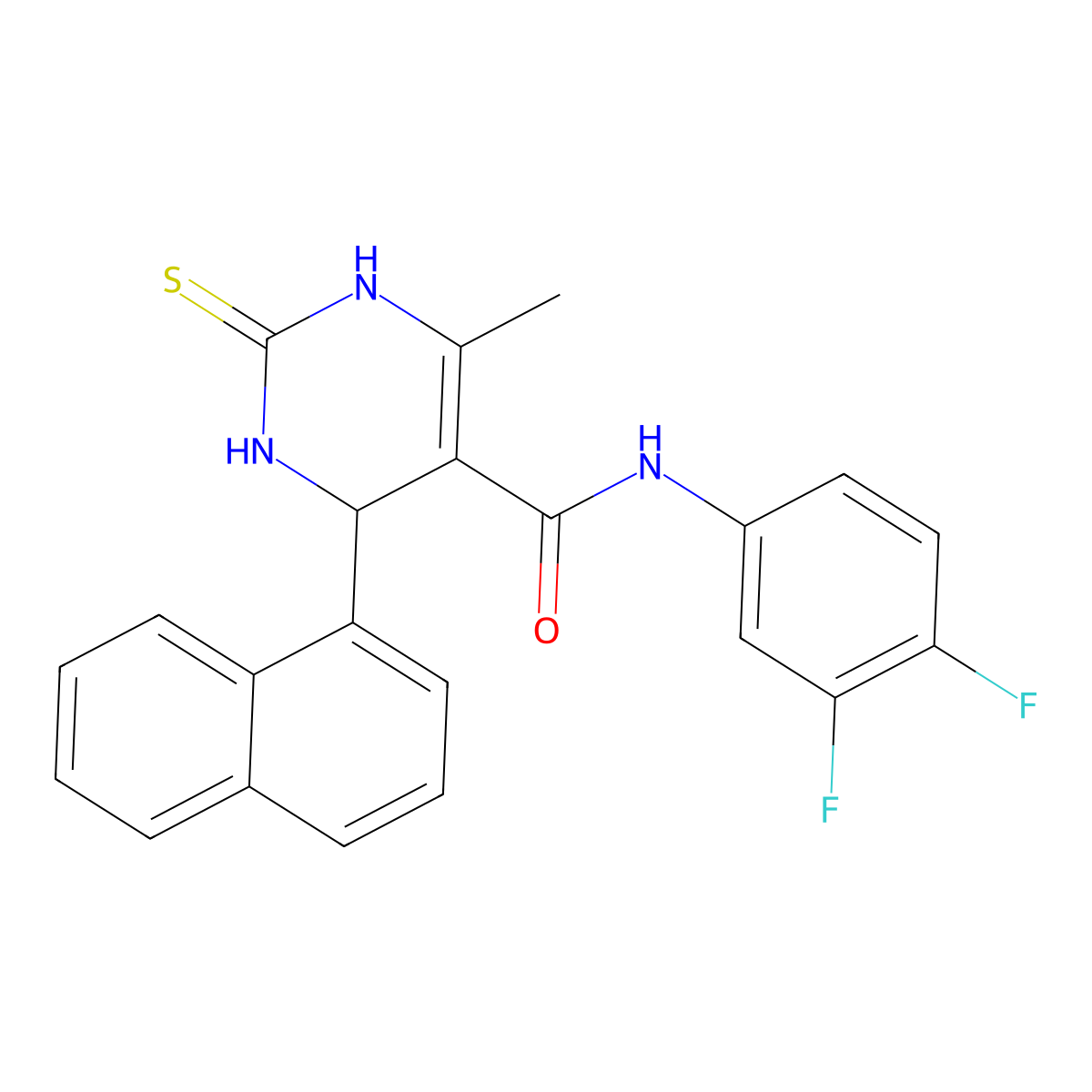 N-(3,4-difluorophenyl)-6-methyl-4-naphthalen-1-yl-2-sulfanylidene-3,4-dihydro-1H-pyrimidine-5-carboxamide molecular structure, CAS 380353-01-5