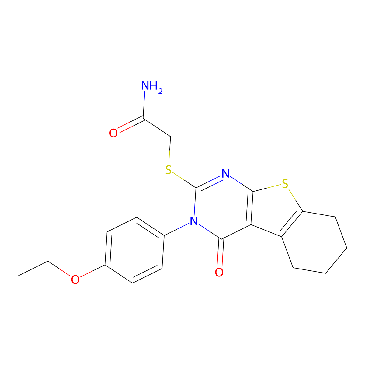 2-{[3-(4-Ethoxyphenyl)-4-oxo-3,4,5,6,7,8-hexahydro[1]benzothieno[2,3-d]pyrimidin-2-yl]sulfanyl}acetamide molecular structure, CAS 380353-05-9