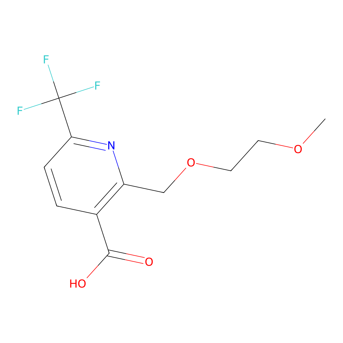 2-(2-Methoxy-ethoxymethyl)-6-trifluoromethyl-nicotinic acid molecular structure, CAS 380355-55-5