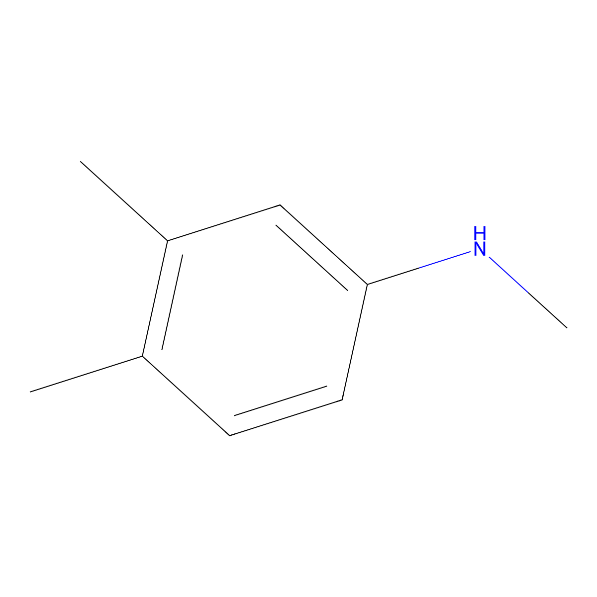 N,3,4-trimethylaniline molecular structure, CAS 38036-47-4
