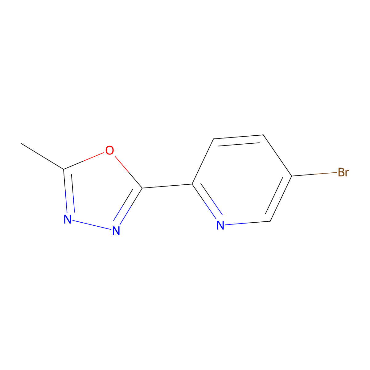 5-Bromo-2-(5-methyl-1,3,4-oxadiazol-2-yl)pyridine molecular structure, CAS 380380-59-6
