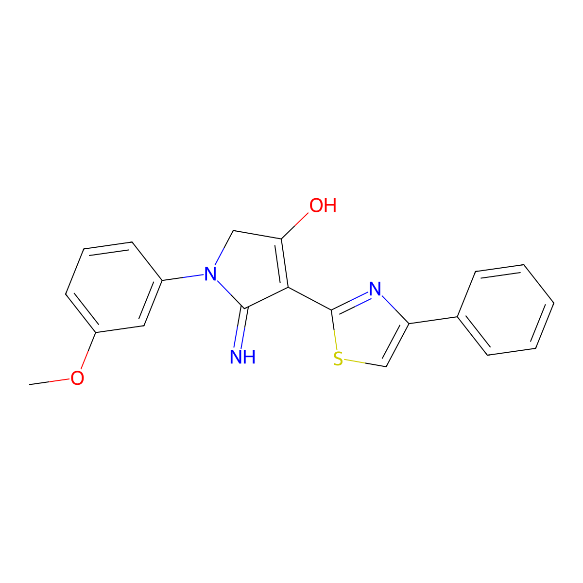5-amino-1-(3-methoxyphenyl)-4-(4-phenyl-1,3-thiazol-2-yl)-1,2-dihydro-3H-pyrrol-3-one molecular structure, CAS 380386-88-9