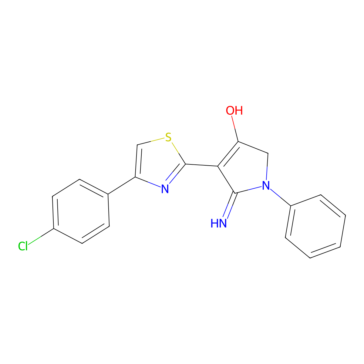 4-[4-(4-chlorophenyl)-1,3-thiazol-2-yl]-5-imino-1-phenyl-2,5-dihydro-1H-pyrrol-3-ol molecular structure, CAS 380386-92-5