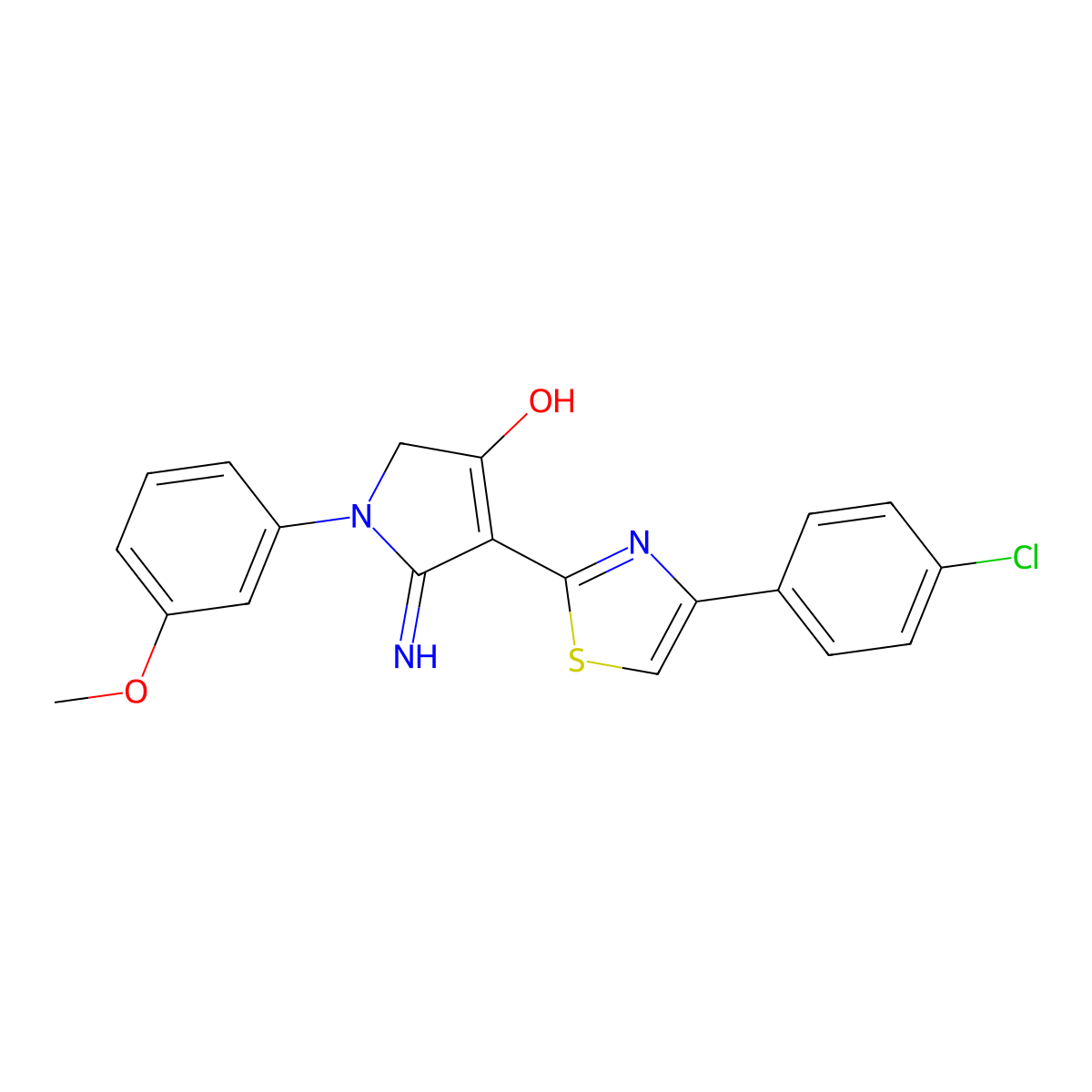 5-amino-4-[4-(4-chlorophenyl)-1,3-thiazol-2-yl]-1-(3-methoxyphenyl)-1,2-dihydro-3H-pyrrol-3-one molecular structure, CAS 380387-05-3