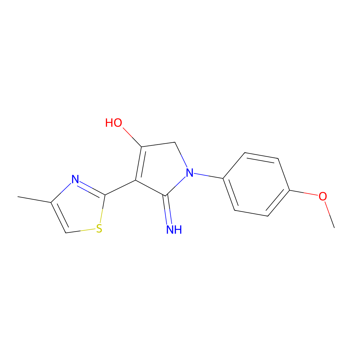 5-amino-1-(4-methoxyphenyl)-4-(4-methyl-1,3-thiazol-2-yl)-1,2-dihydro-3H-pyrrol-3-one molecular structure, CAS 380387-78-0