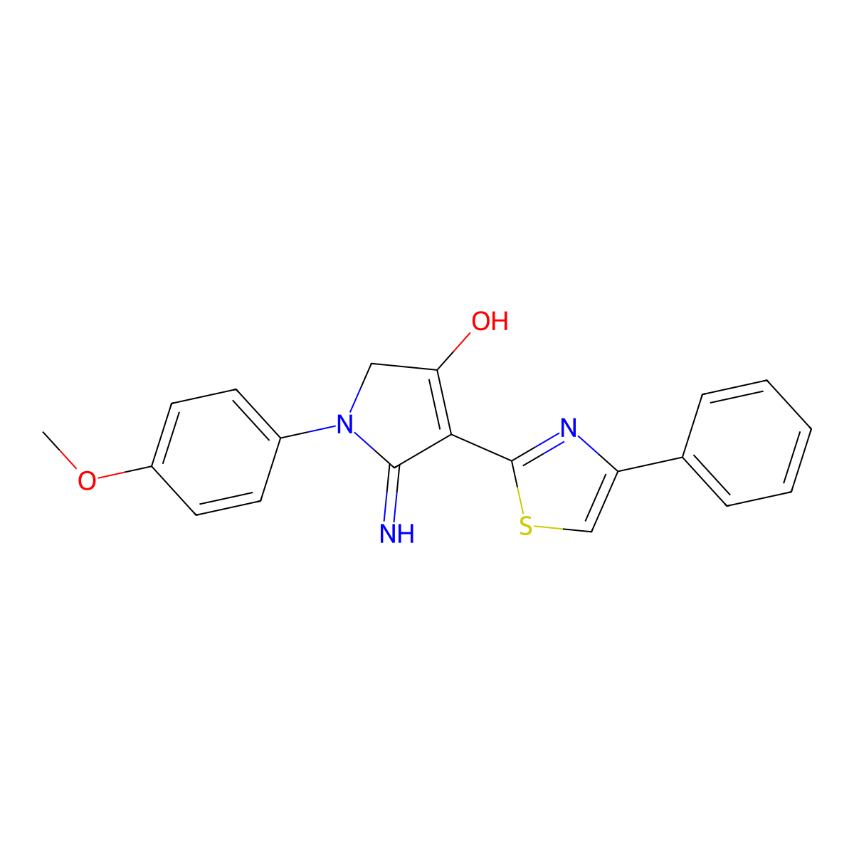 5-amino-1-(4-methoxyphenyl)-4-(4-phenyl-1,3-thiazol-2-yl)-1,2-dihydro-3H-pyrrol-3-one molecular structure, CAS 380387-80-4