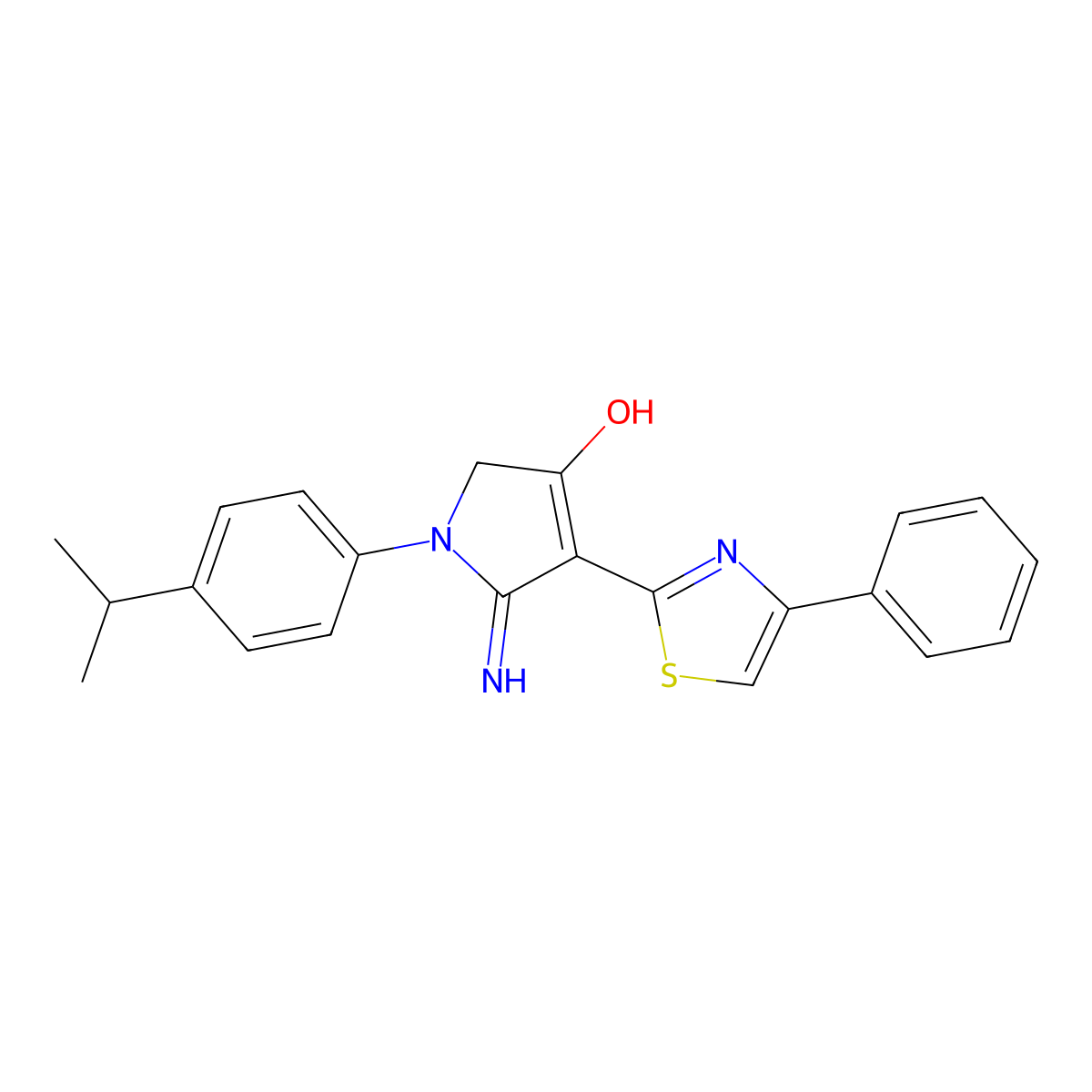 5-amino-1-(4-isopropylphenyl)-4-(4-phenyl-1,3-thiazol-2-yl)-1,2-dihydro-3H-pyrrol-3-one molecular structure, CAS 380387-81-5