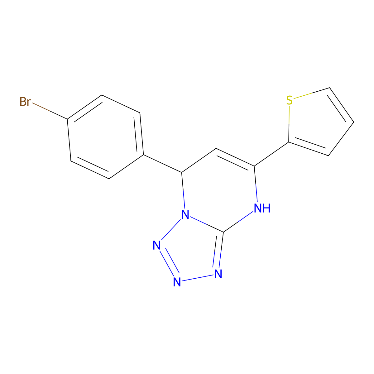 7-(4-Bromophenyl)-5-thien-2-yl-4,7-dihydrotetrazolo[1,5-a]pyrimidine molecular structure, CAS 380387-88-2